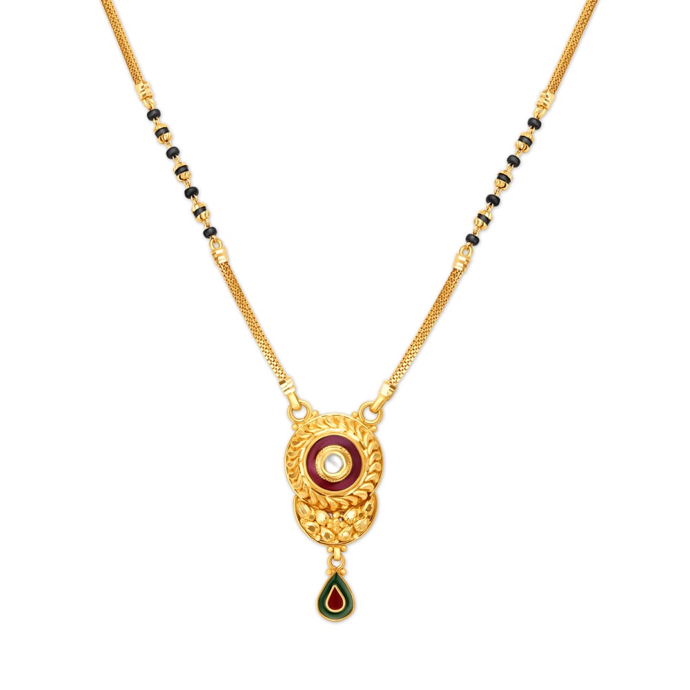 Carved Floral Motif Gold Mangalsutra,,hi-res image number null