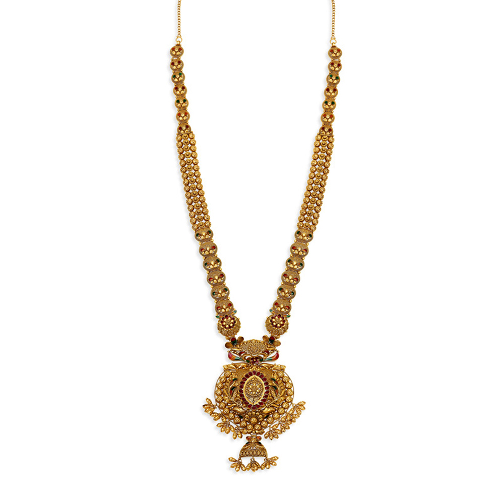 Brilliant 22 Karat Yellow Gold Filigree Haaram,,hi-res image number null