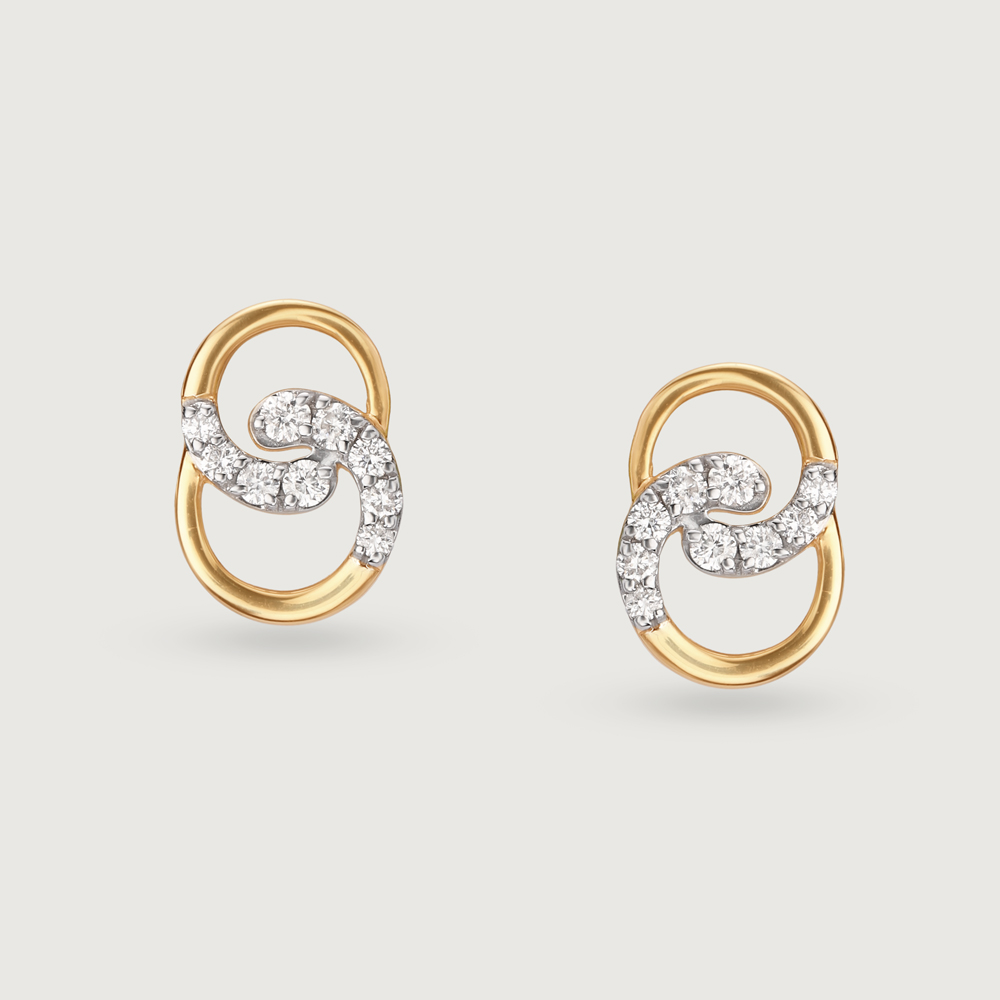 Willow Whispers 14 Kt Gold & Diamond Stud Earrings,,hi-res image number null