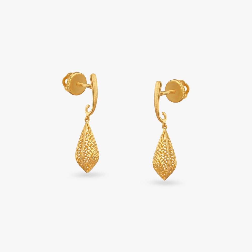 

Vine Lace Gold Hoop Earrings