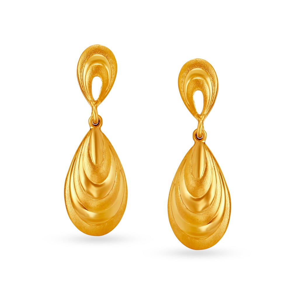 Gold Plated Floral Box Chain Tassels Drop Earrings OnlineKollamsupreme