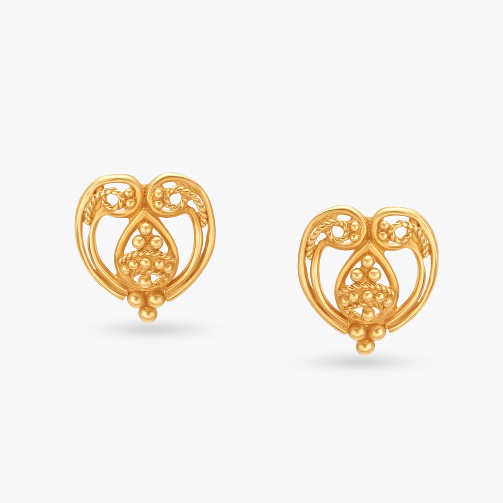 14k Gold Classic Polished Heart Baby / Toddler / Kids Earrings Safety