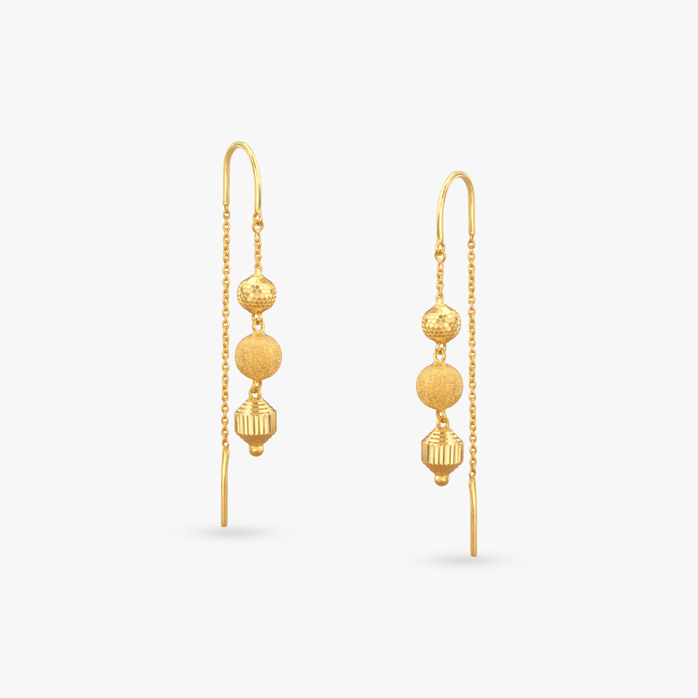 

Trio Bead Gold Hoop Earrings