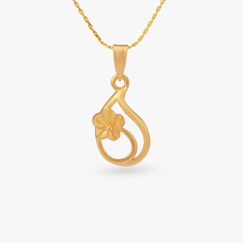 

Floral Teardrop Gold Pendant