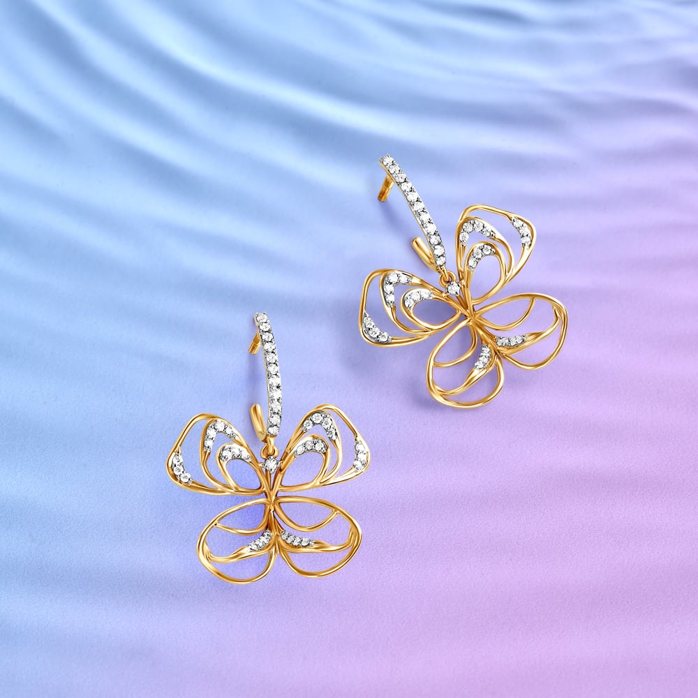 Iridescent Wings Diamond Drop Earrings,,hi-res image number null