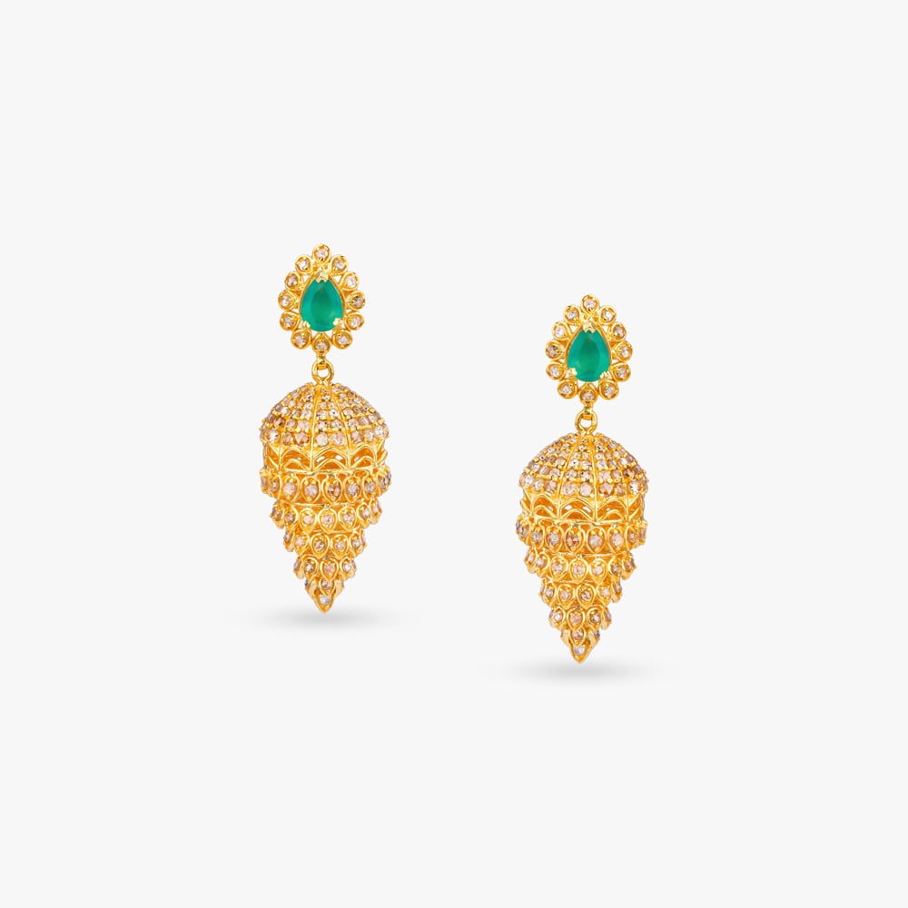 Dual Heritage Gold Jhumka Earrings,,hi-res image number null