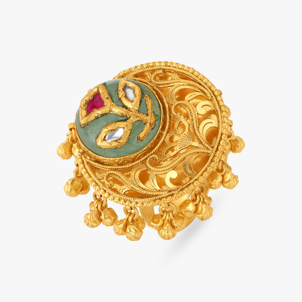 Dramatic Flair Finger Ring with Kundan Work,,hi-res image number null