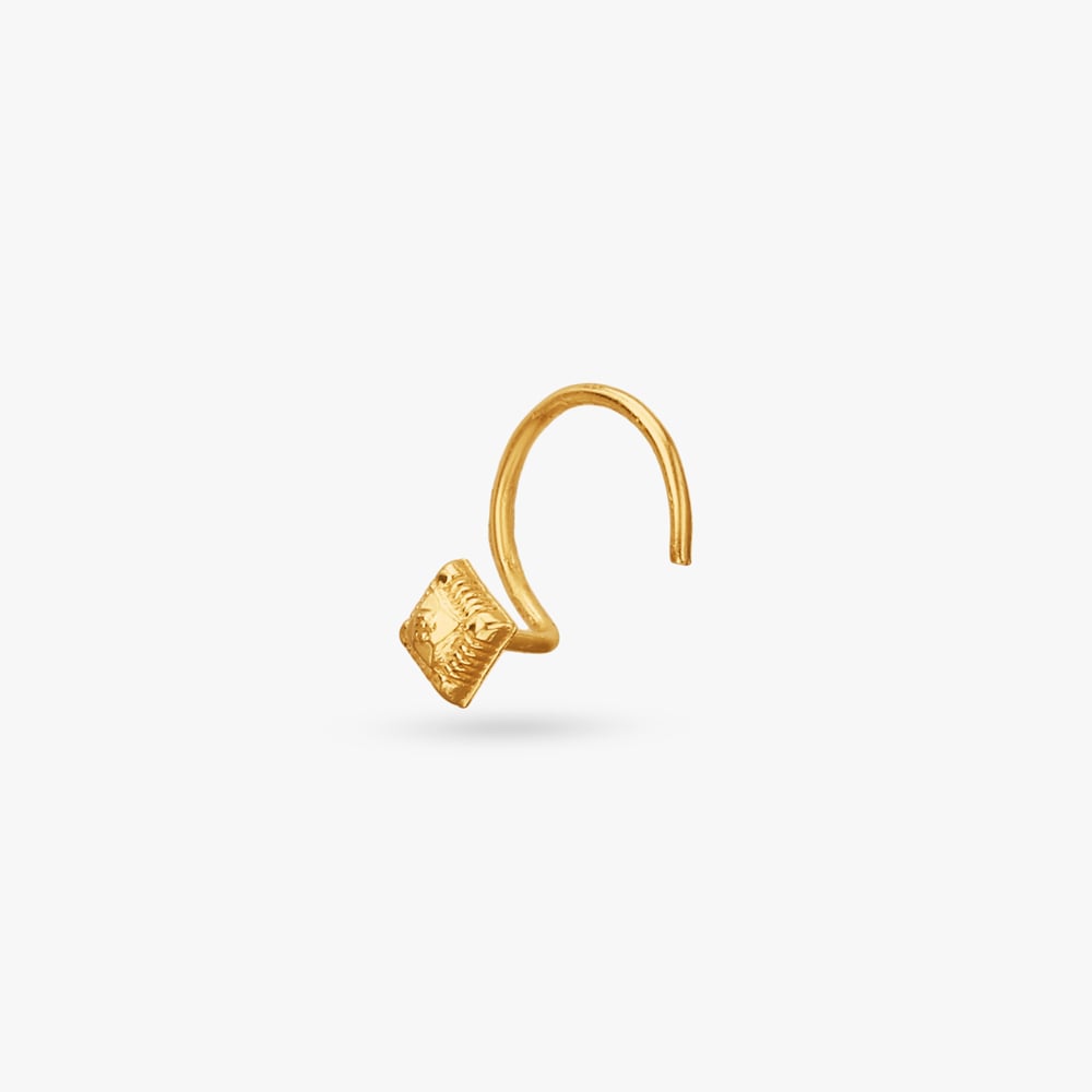 

Textured Square Gold Nose Pin