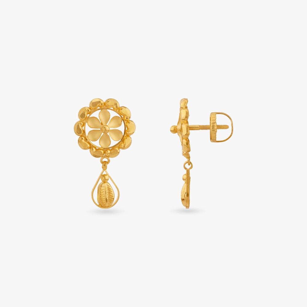 Blossom Crest Gold Drop Earrings,,hi-res image number null