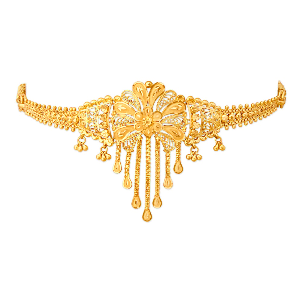 Glorious 22 Karat Yellow Gold Floral Armlet,,hi-res image number null