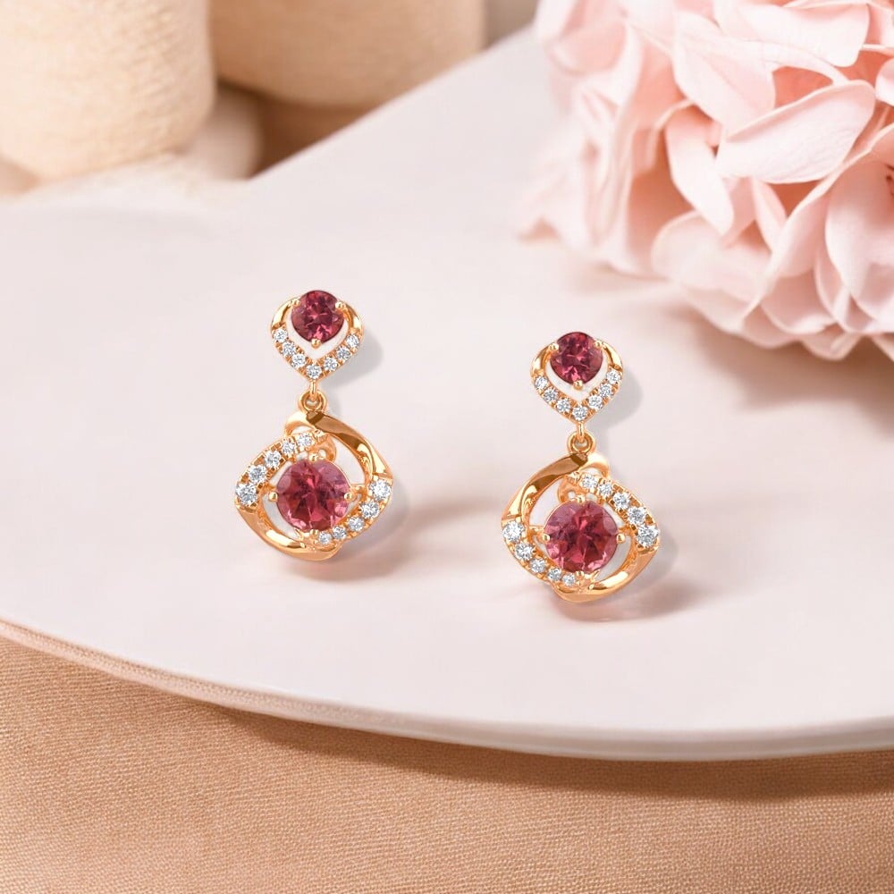 Pink Paradise Diamond Drop Earrings,,hi-res image number null