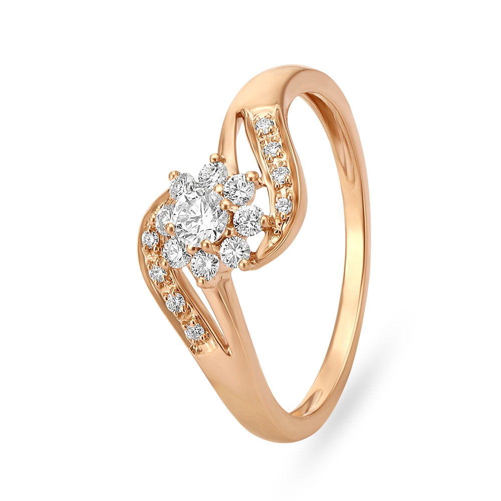 Enchanting 18 Karat Rose Gold And Diamond Floral Finger Ring,,hi-res image number null