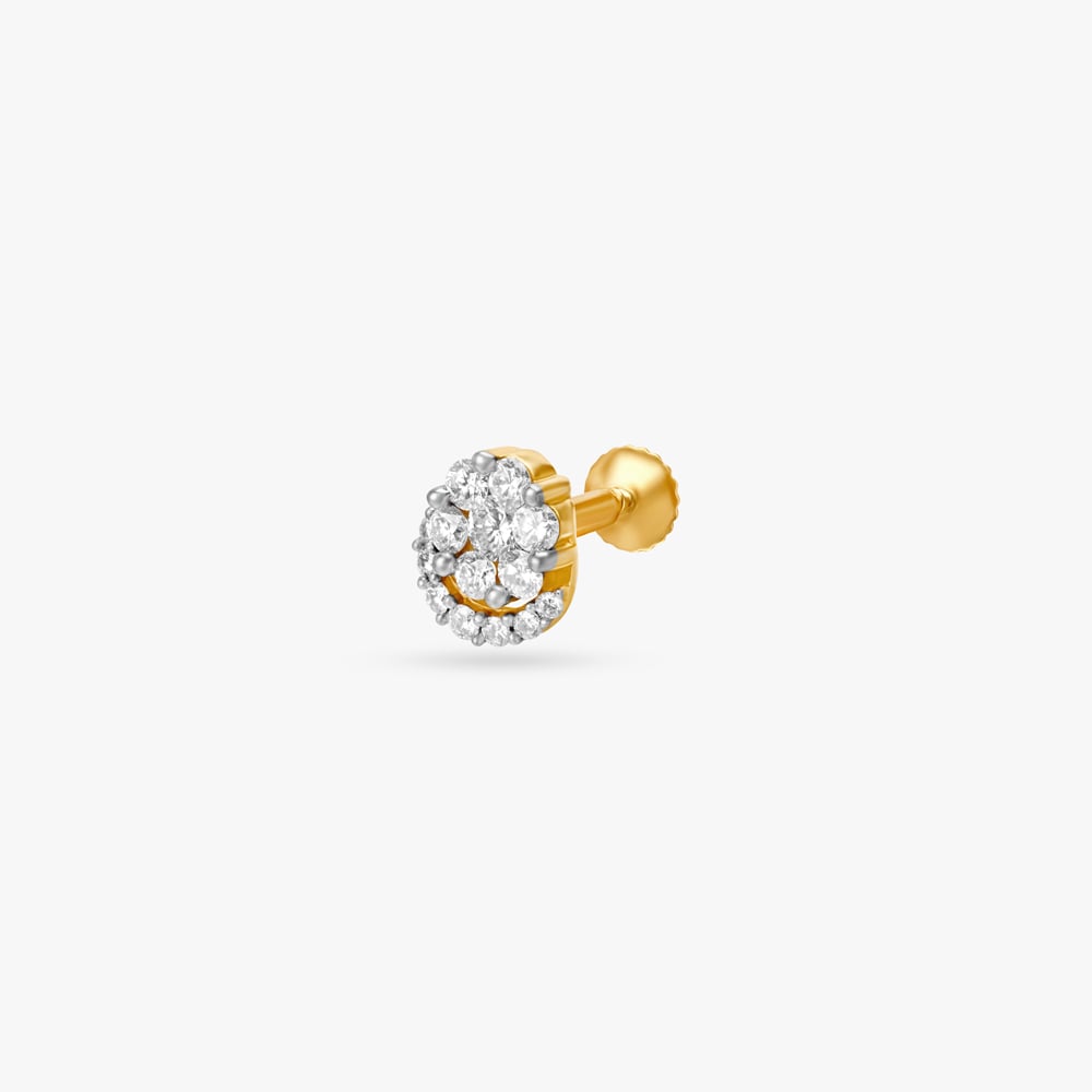 Evergreen Gold and Diamond Nose Pin