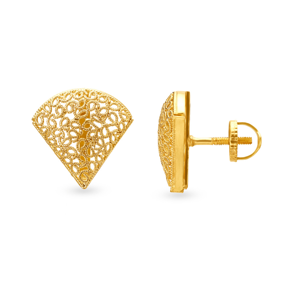 Elegant Jali Work Gold Triangle Studs,,hi-res image number null