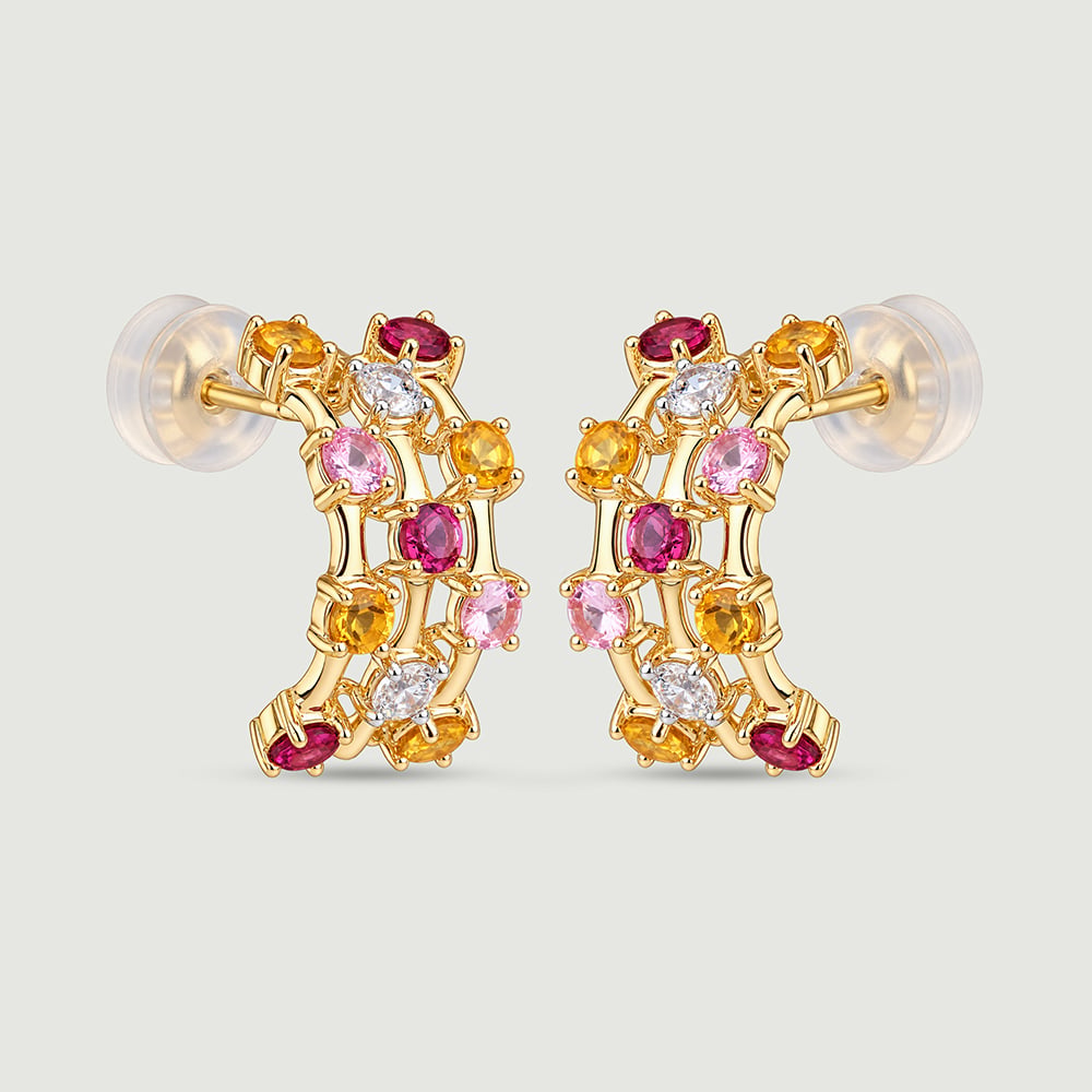 Warm Radiant Citrine Sapphire and Garnet Hoop Earrings,,hi-res image number null