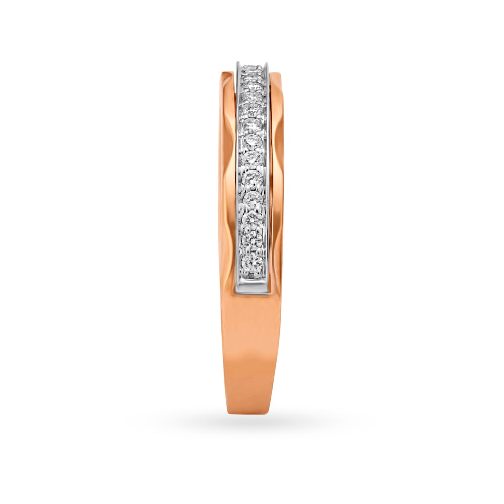 Wavy White and Rose Gold Diamond Finger Ring,,hi-res image number null