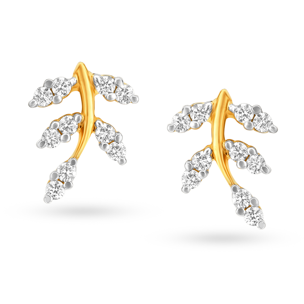 Dazzling Leaf Pattern Diamond Stud Earrings,,hi-res image number null
