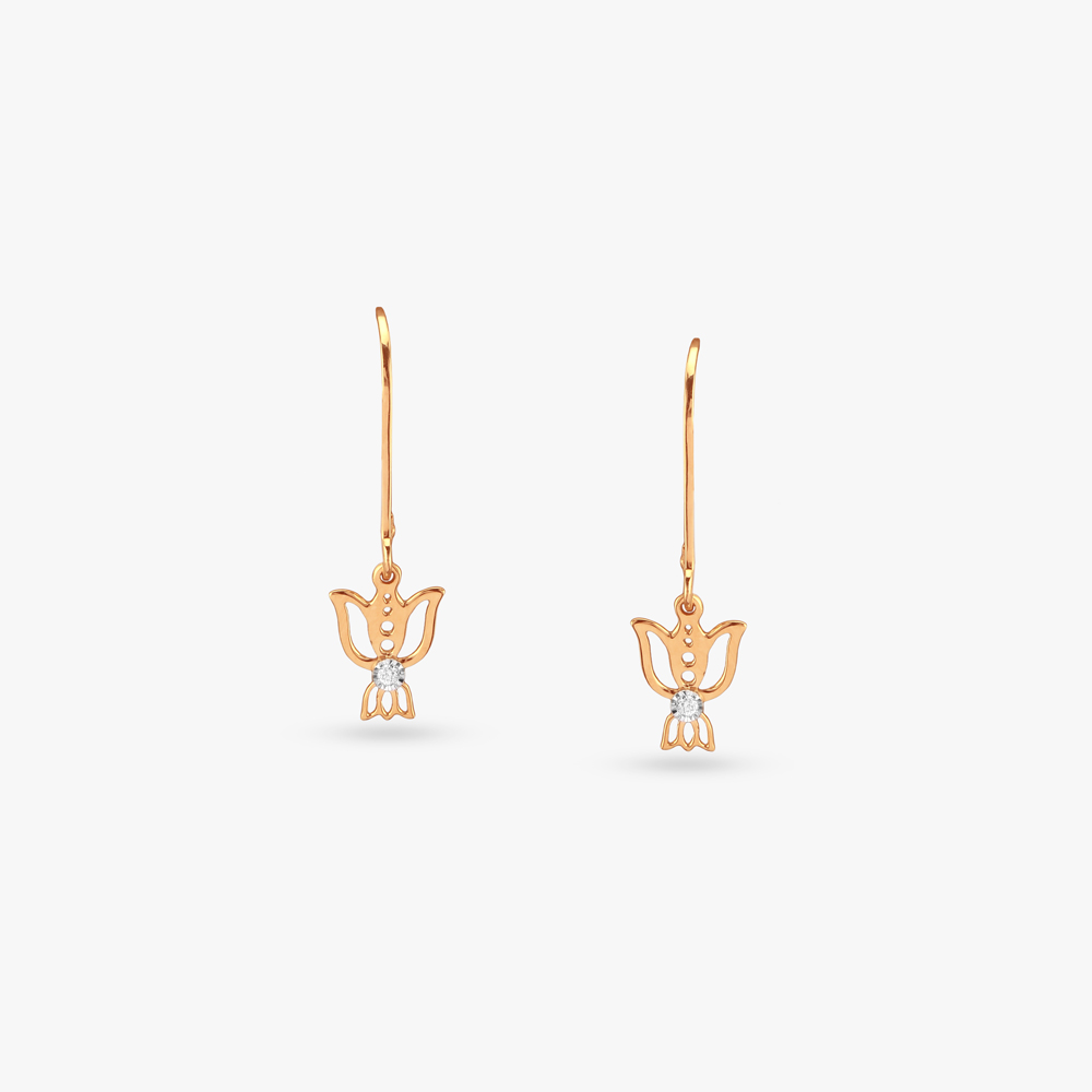 Tulip Bloom Diamond Hoop Earrings for Kids,,hi-res image number null