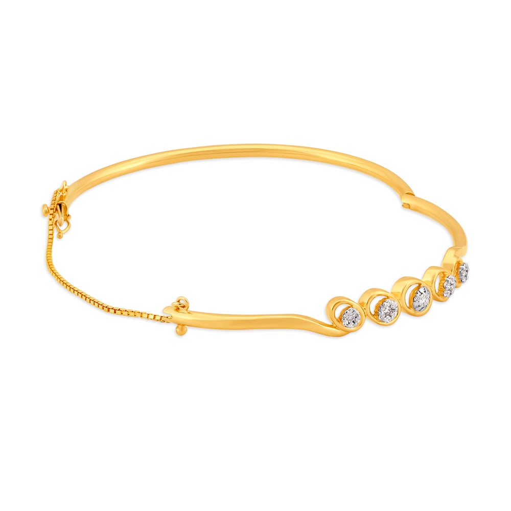 Geometric Gold and Diamond Bangle,,hi-res image number null