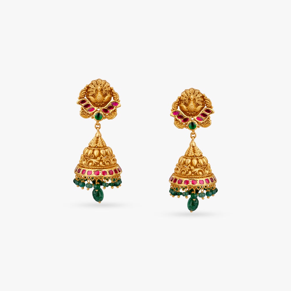 Antique Peacock Jhumka Earrings,,hi-res image number null
