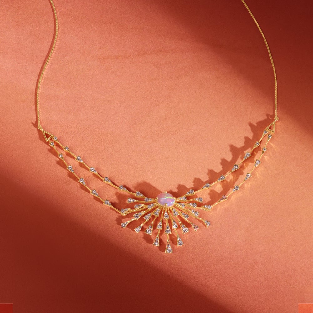 Opal Sunburst Diamond Necklace,,hi-res image number null