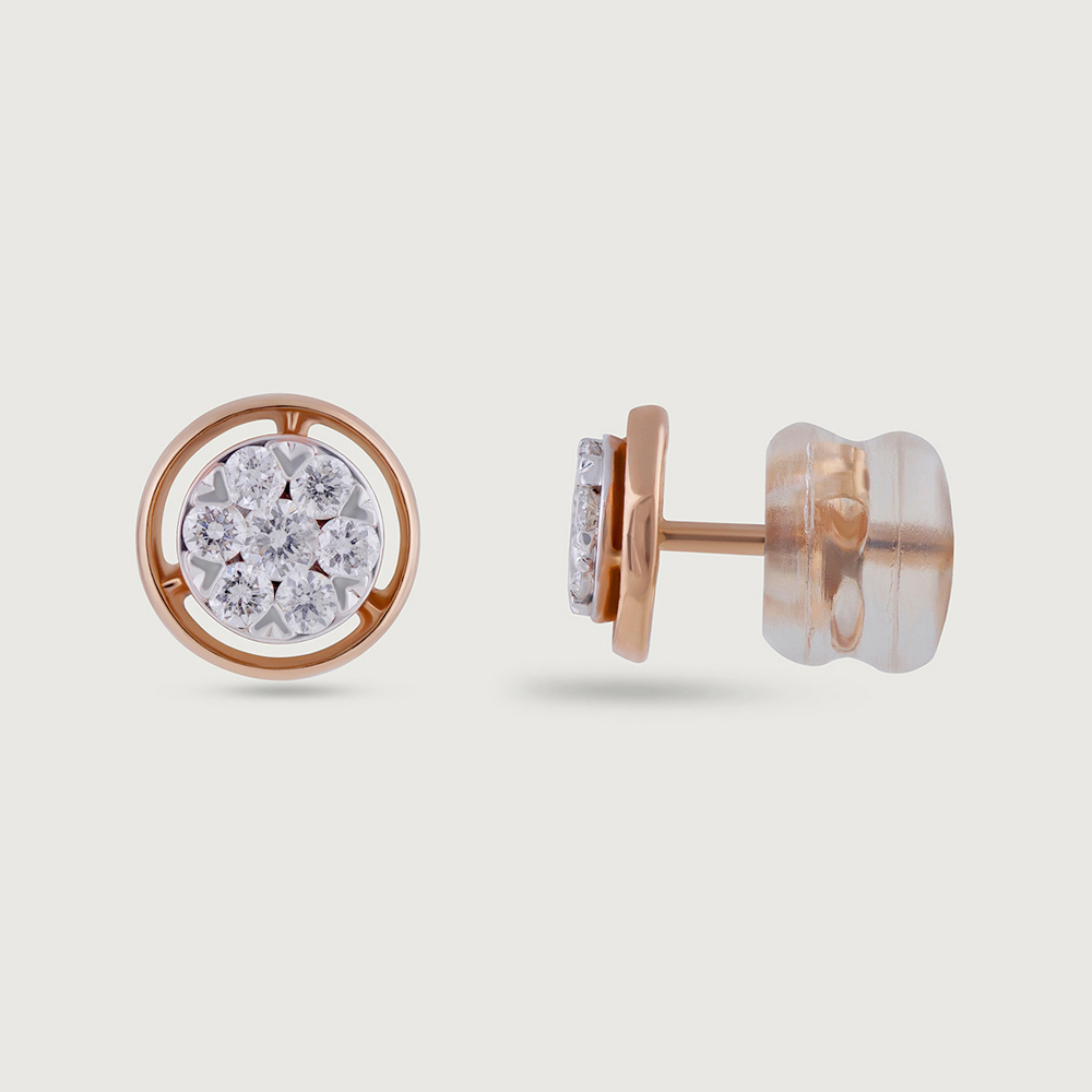 Cluster Beauty Gold & Diamond Stud Earrings,,hi-res image number null