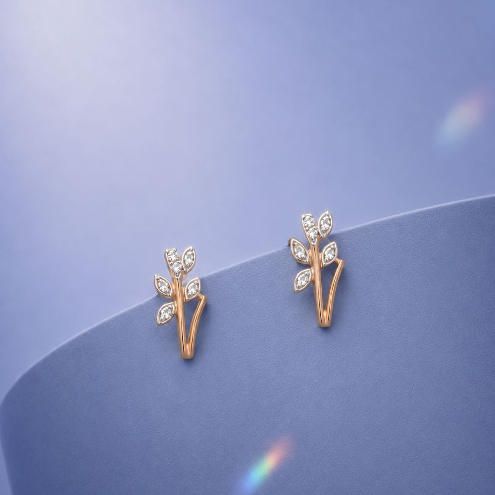 Vine Curve Diamond Hoop Earrings,,hi-res image number null