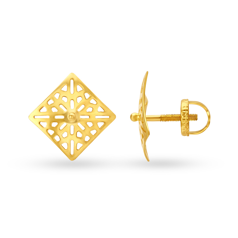 Geometeic Mesh Gold Pendant and Earrings Set,,hi-res image number null
