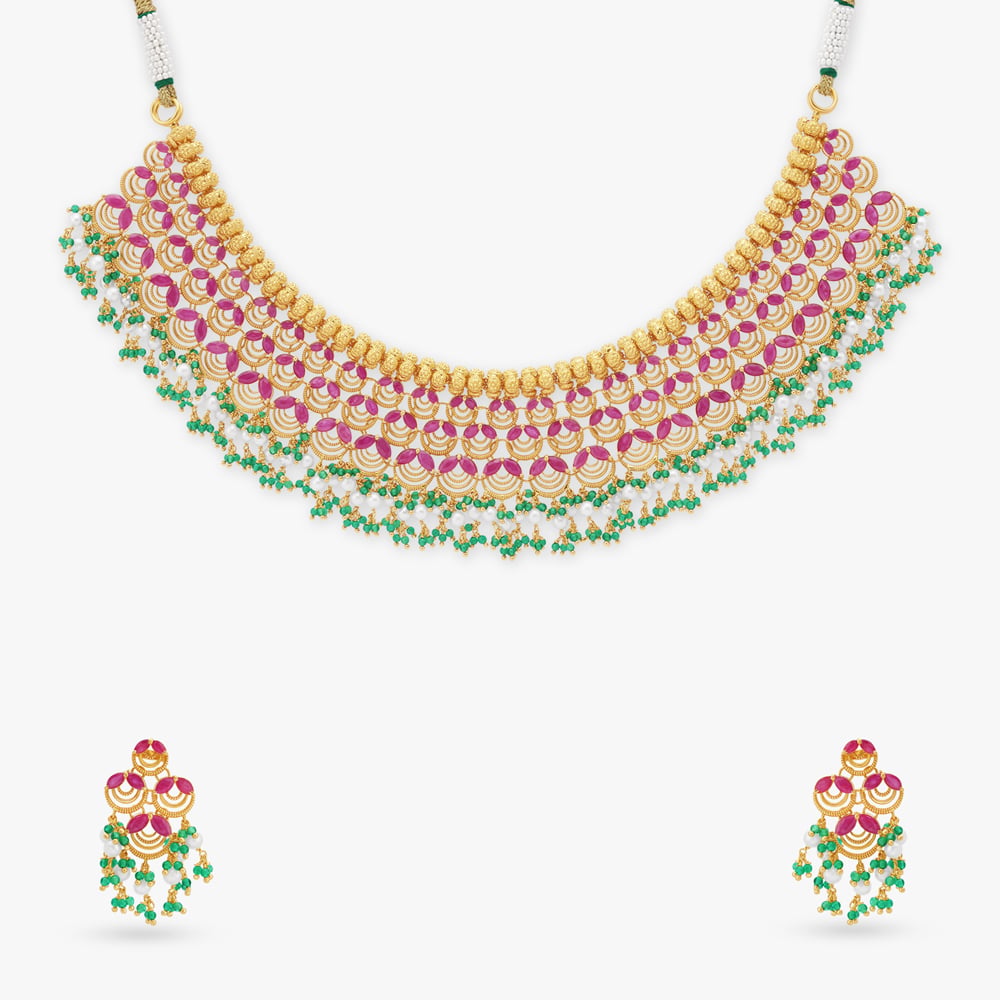 Royal Elegance Gold Necklace Set,,hi-res image number null