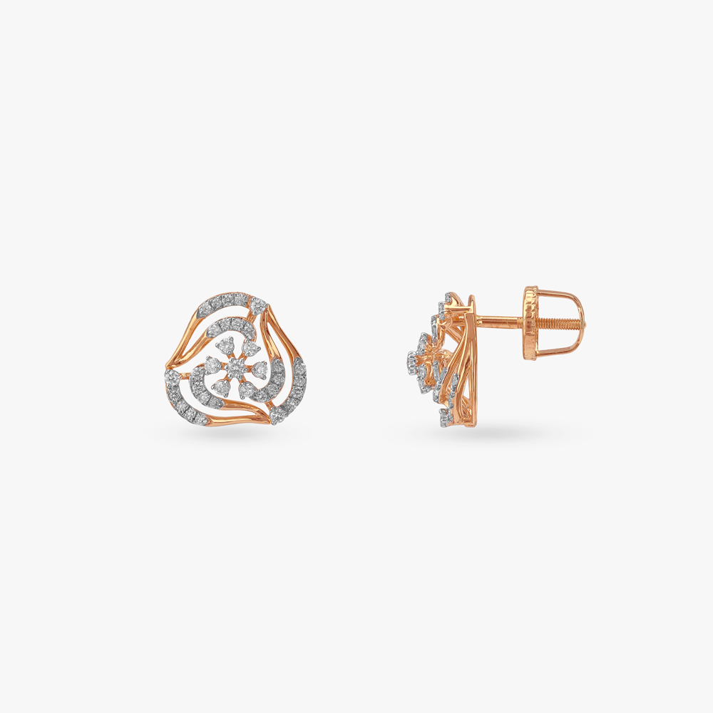 Bloom Crest Diamond Stud Earrings,,hi-res image number null
