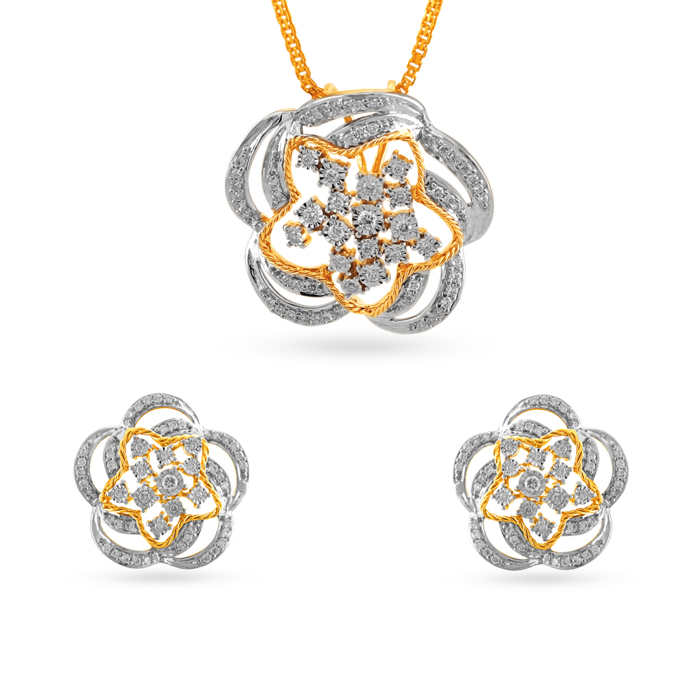 Details 88+ diamond pendant earring set tanishq latest 3tdesign.edu.vn