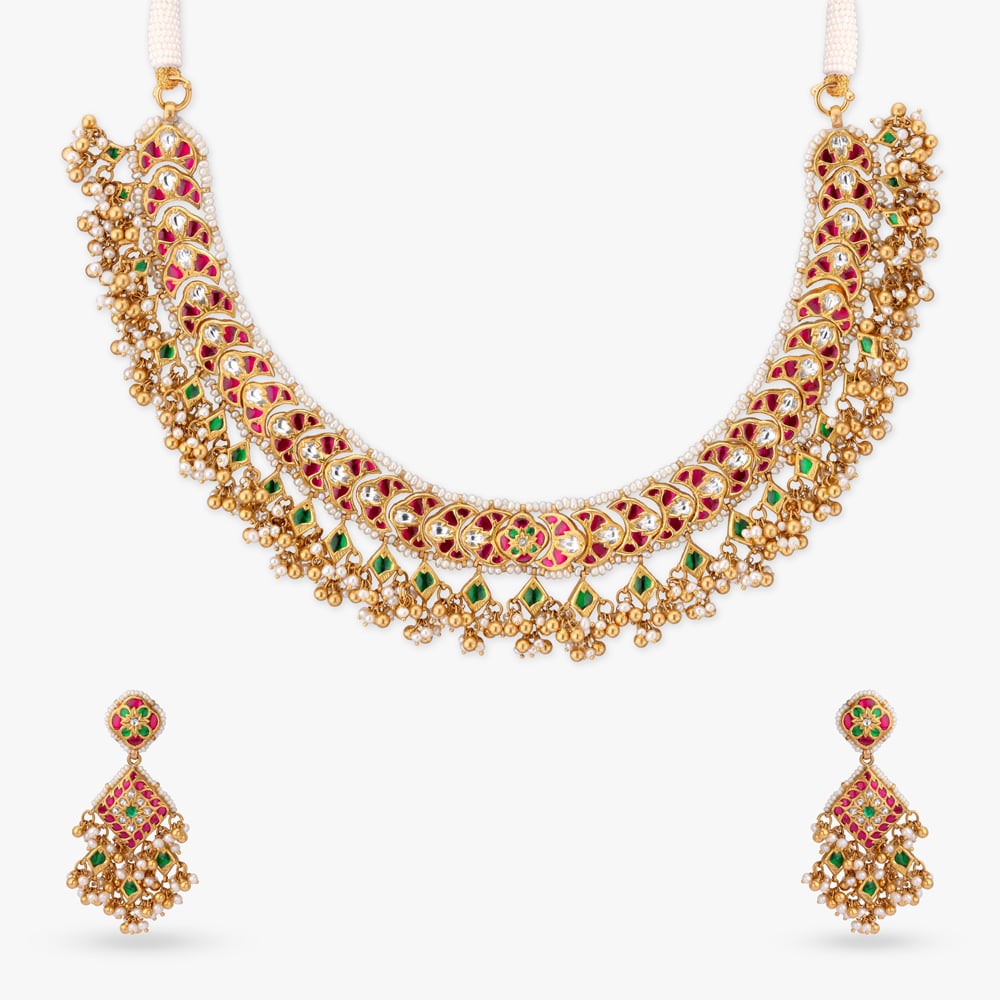 Crimson Scallop Gold Necklace Set,,hi-res image number null
