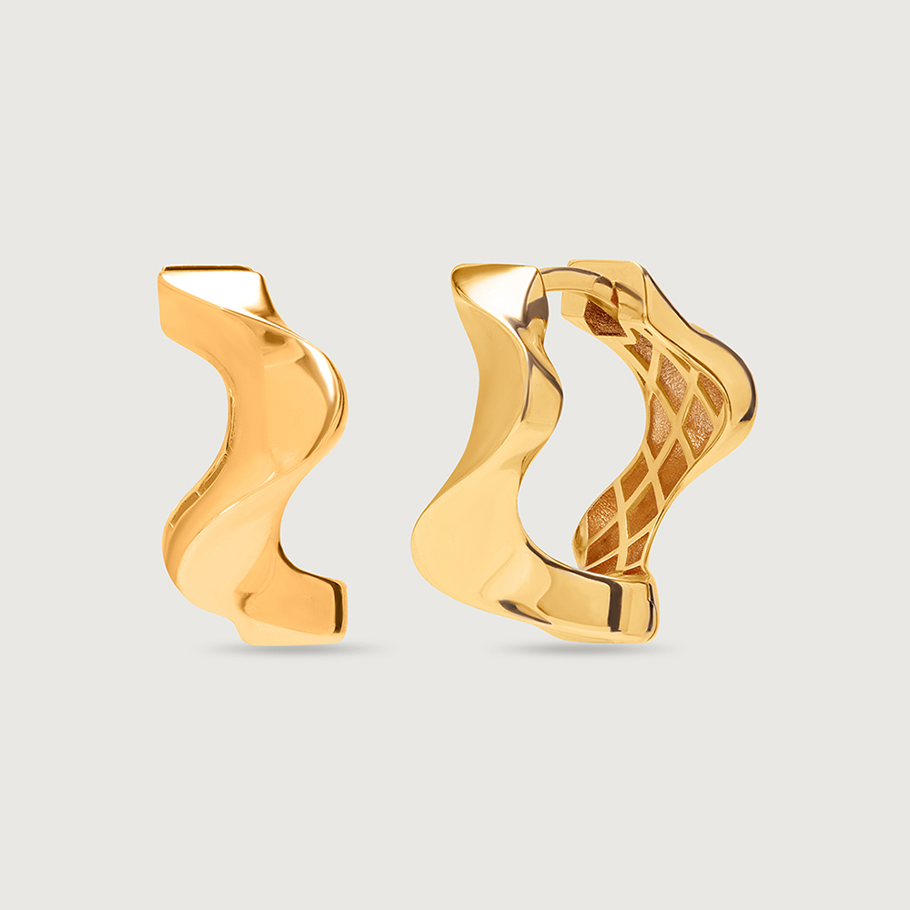 Artistic Swirl 18KT Gold Hoop Earrings,,hi-res image number null