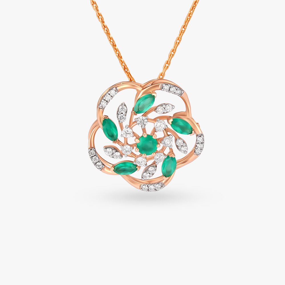 Verdant Flower Diamond Pendant and Earrings Set,,hi-res image number null