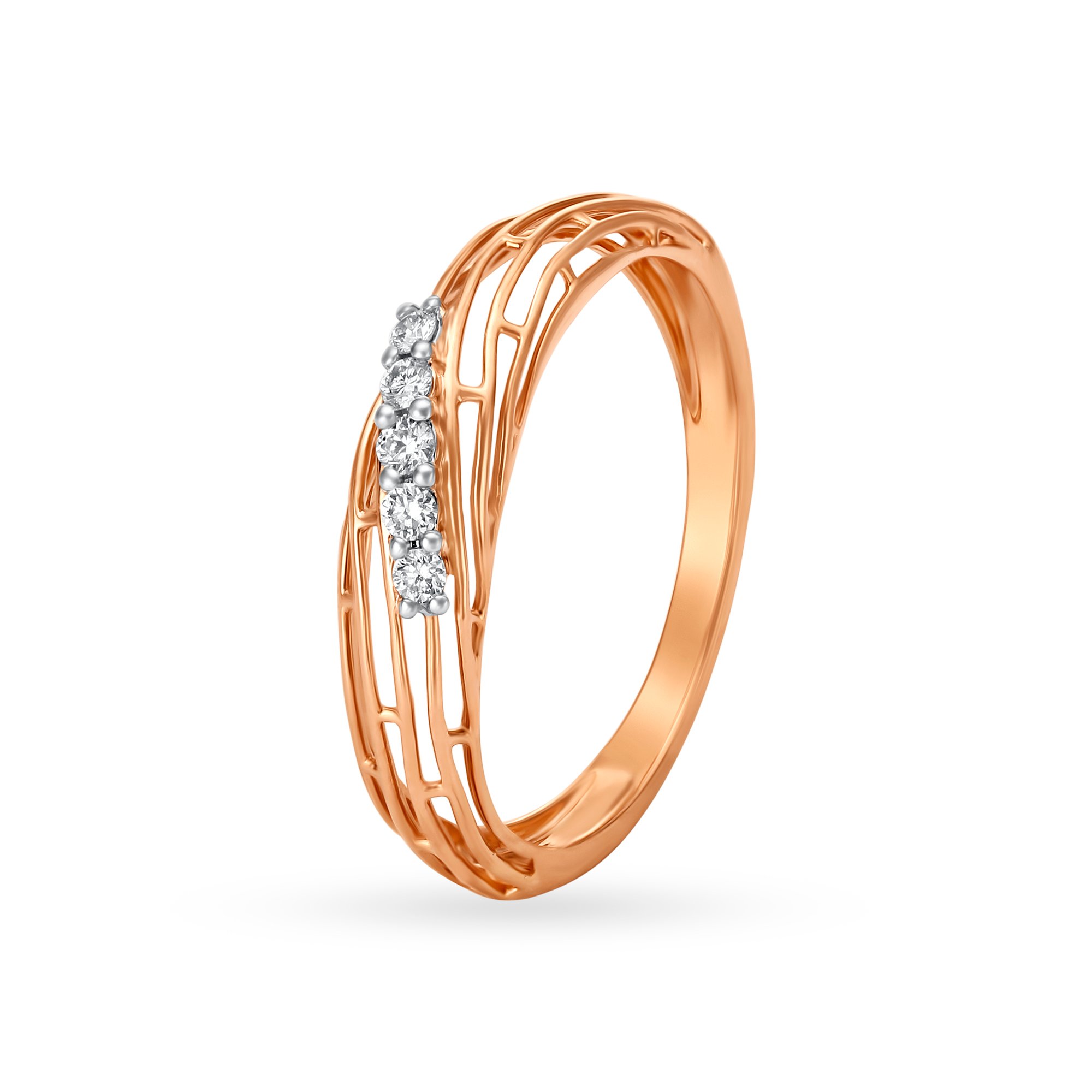 14KT Rose Gold Diamond Finger Ring,,hi-res image number null