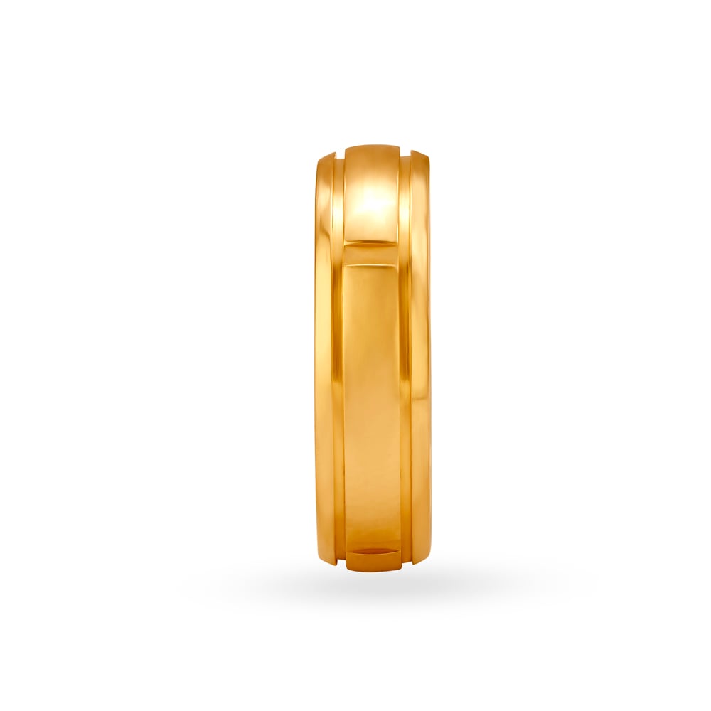 Lustrous Ridged Gold Ring for Men,,hi-res image number null