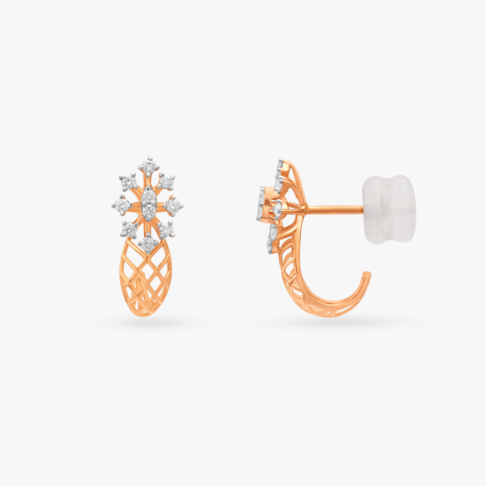 Floral Sparkle Diamond Stud Earrings,,hi-res image number null