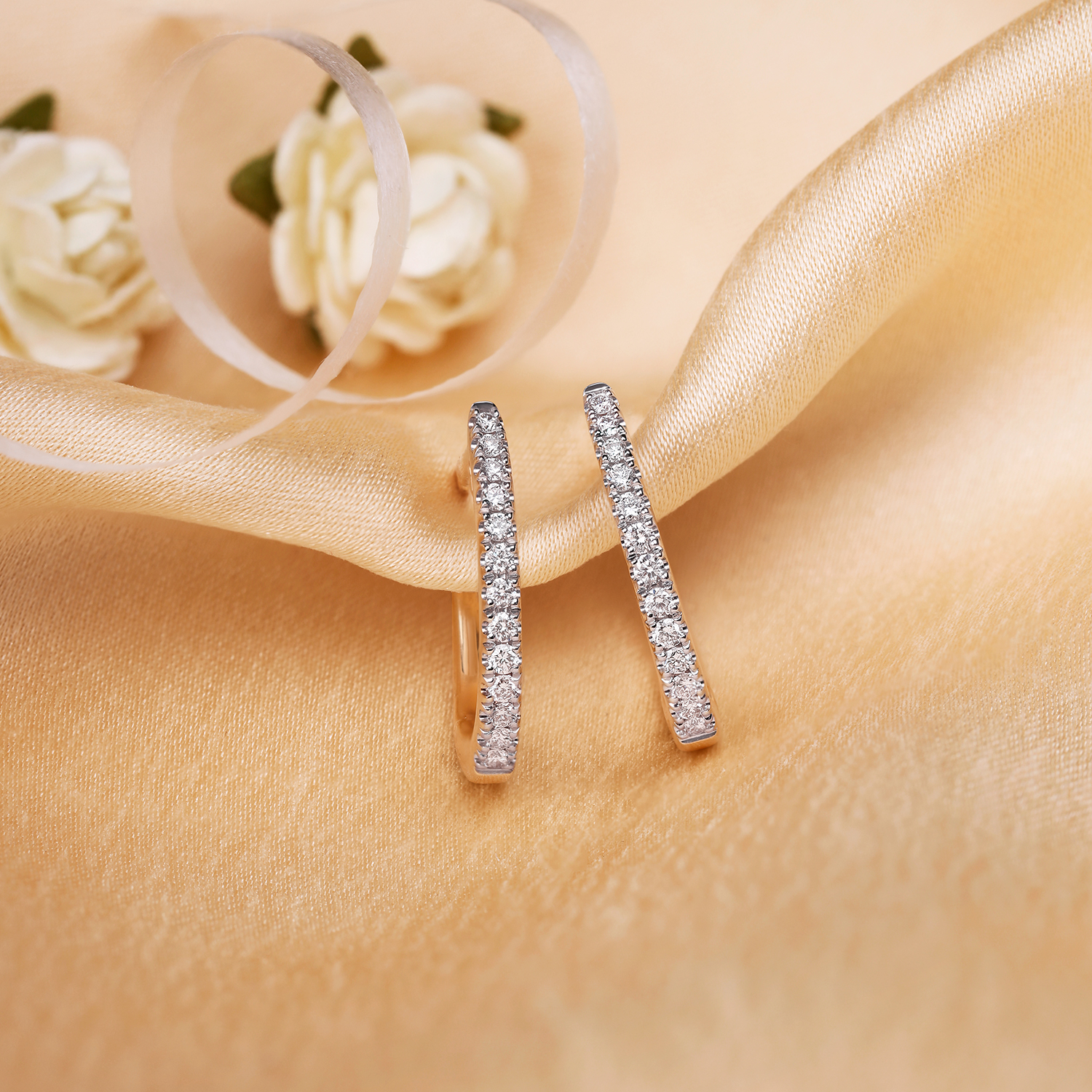 Elegant Traditional Diamond Hoop Earrings,,hi-res image number null
