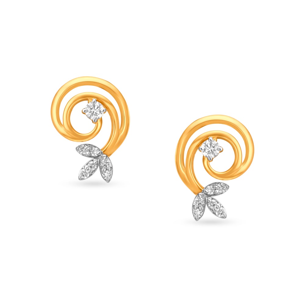 Glittering Floral Diamond Stud Earrings for Kids