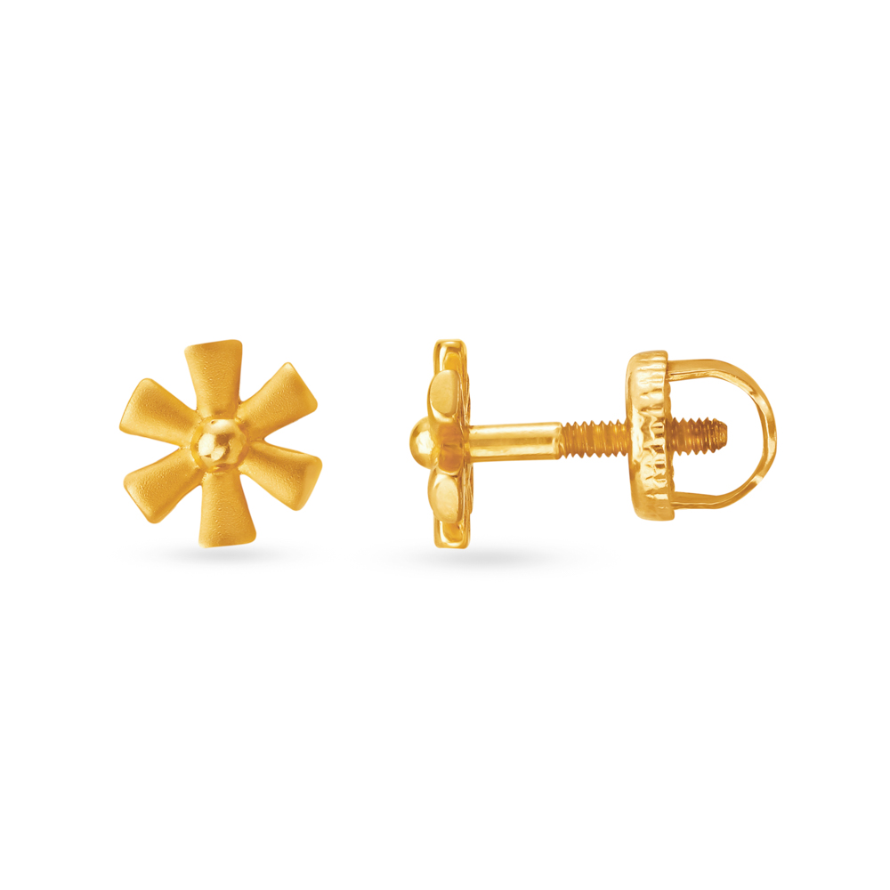 Contemporary Floral Gold Stud Earrings for Kids,,hi-res image number null