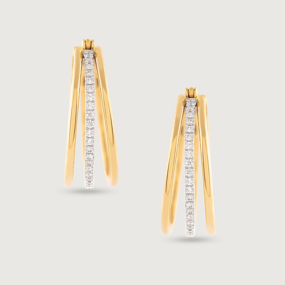 Triple Glam Gold & Diamond Hoop Earrings,,hi-res image number null