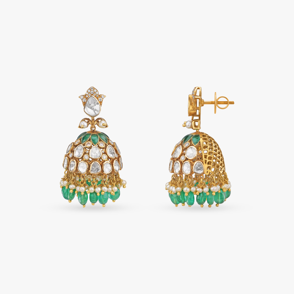 Ethereal Bloom Diamond Jhumka Earrings,,hi-res image number null