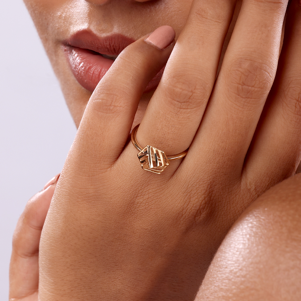 14KT Golden Geometry Finger Ring,,hi-res image number null
