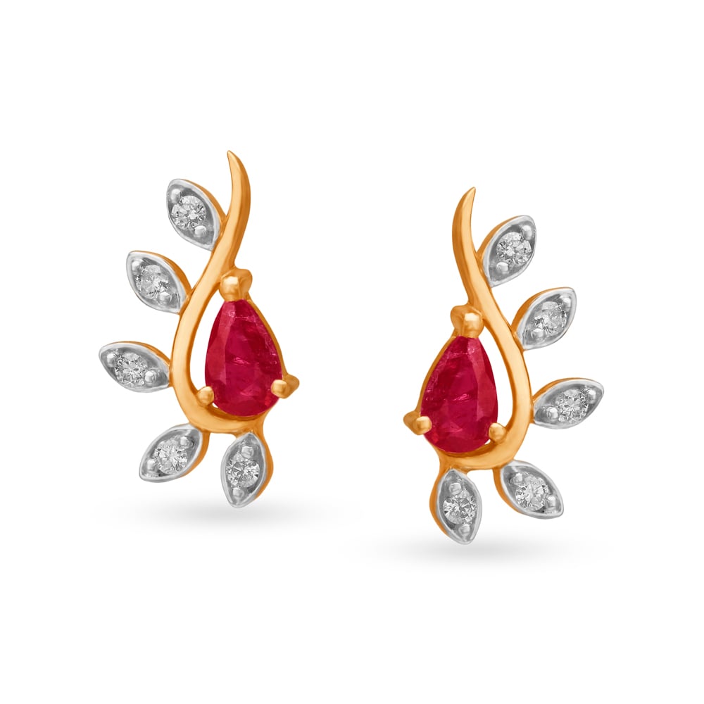 Fancy Resplendent Ruby and Diamond Drop Earrings,,hi-res image number null