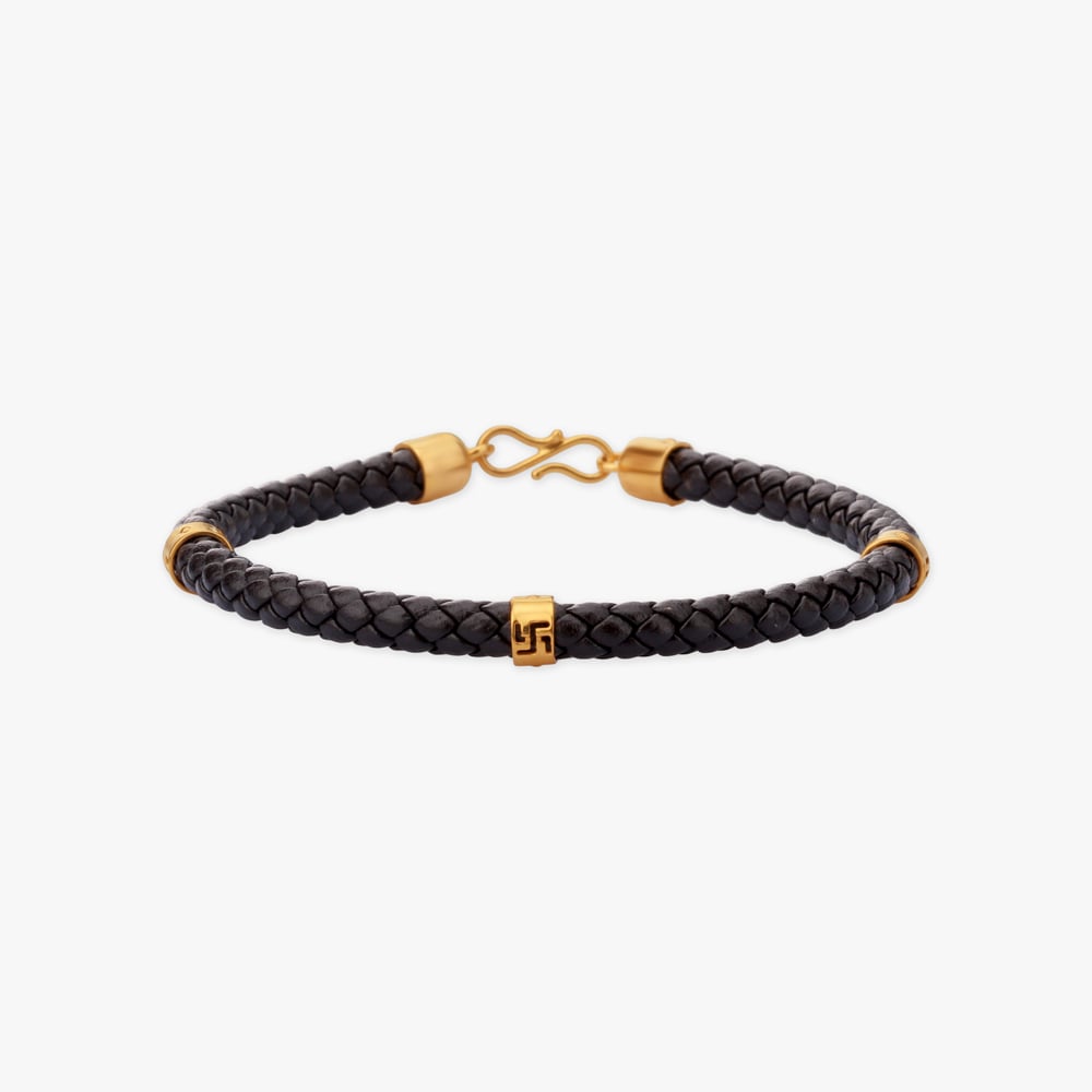 Shubh Swastik Gold Bracelet for Men,,hi-res image number null
