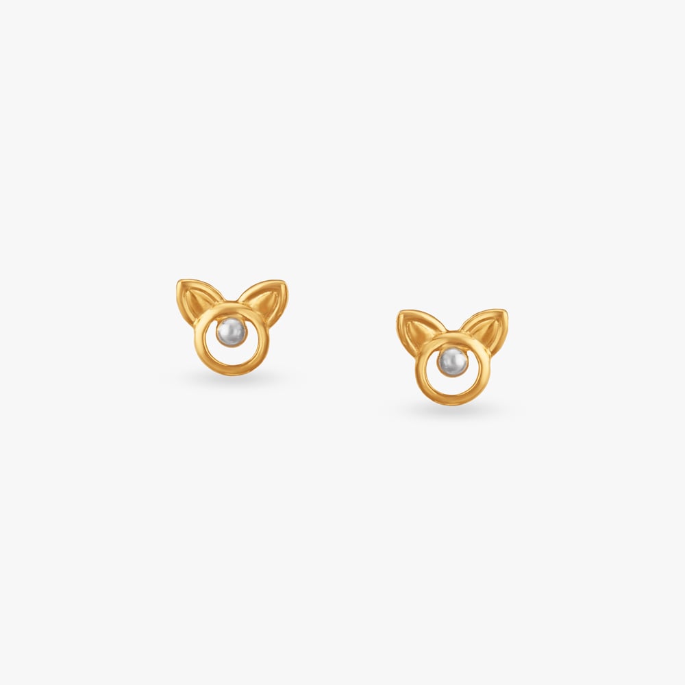 

Meow Glow Gold Stud Earrings for Kids