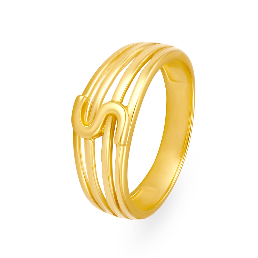 Typographic S Letter Gold Ring