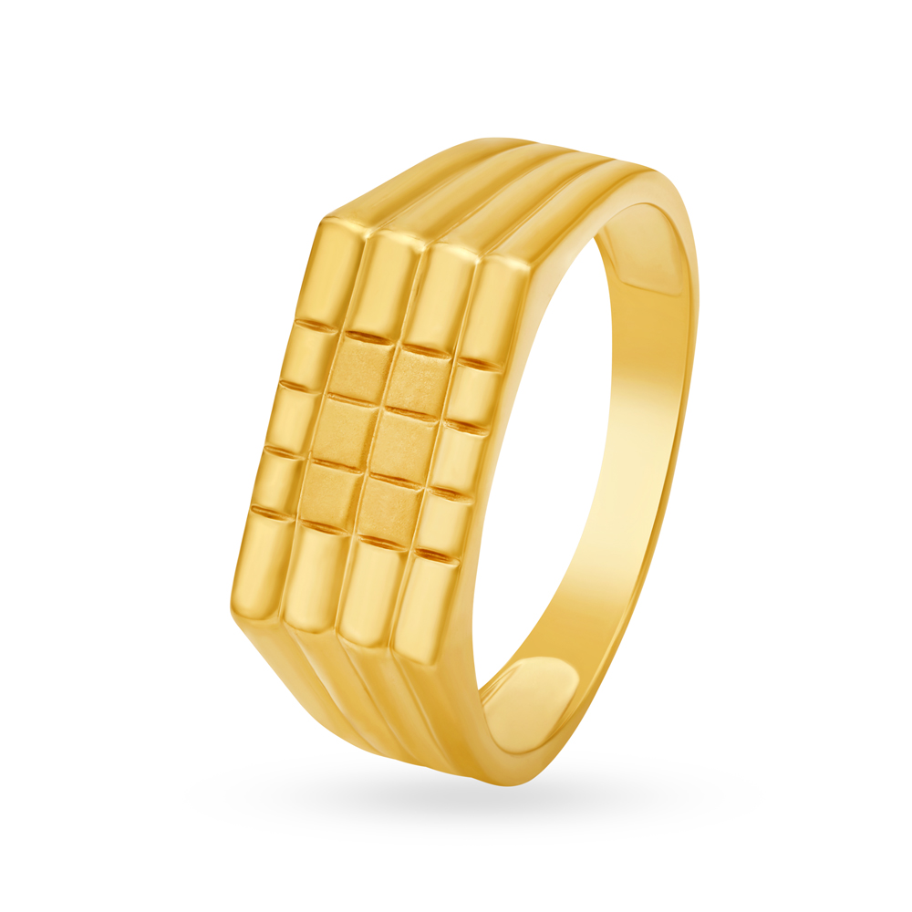 Striking 22 Karat Yellow Gold Geometric Finger Ring