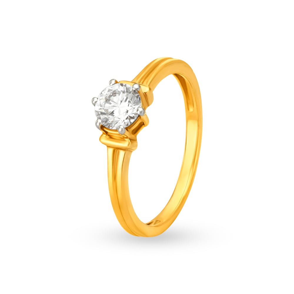 Charming Solitaire Look Ridged Solitaire Ring,,hi-res image number null
