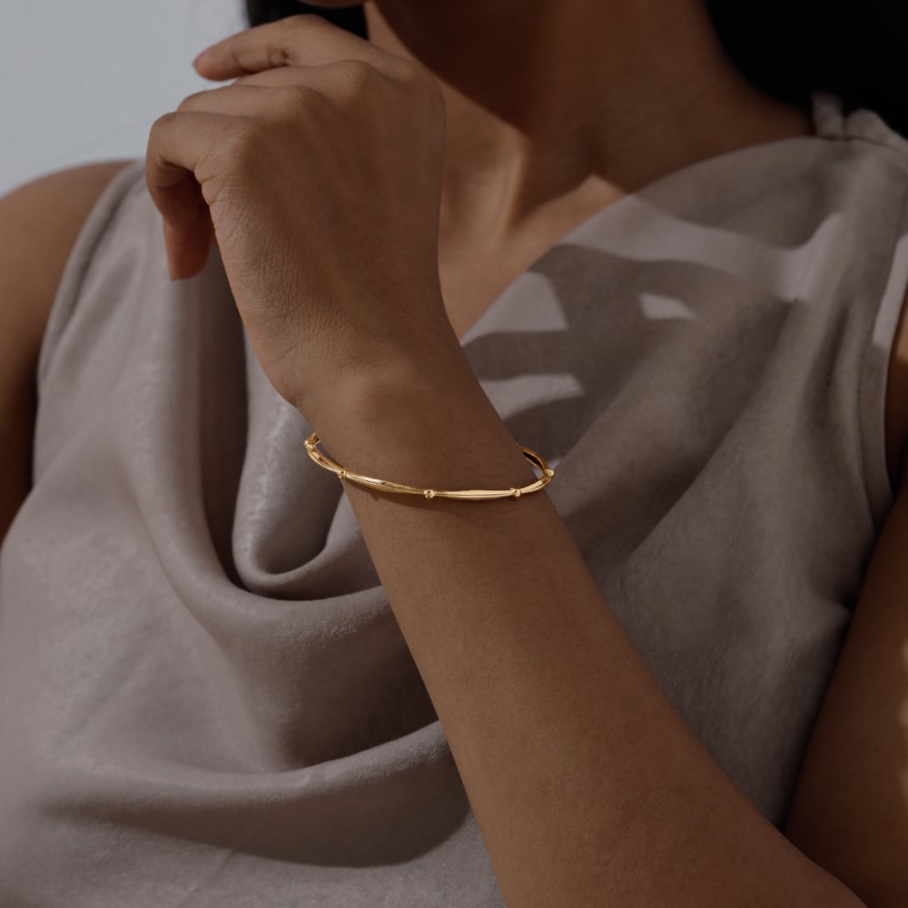 Serene Interval Gold Bangle,,hi-res image number null